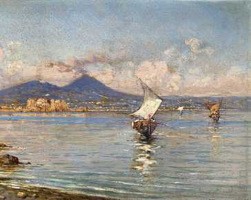 Carelli Giuseppe - Napoli, Castel dell'Ovo e il Vesuvio *